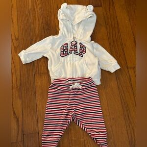 GAP Baby White and Red Striped Outfit